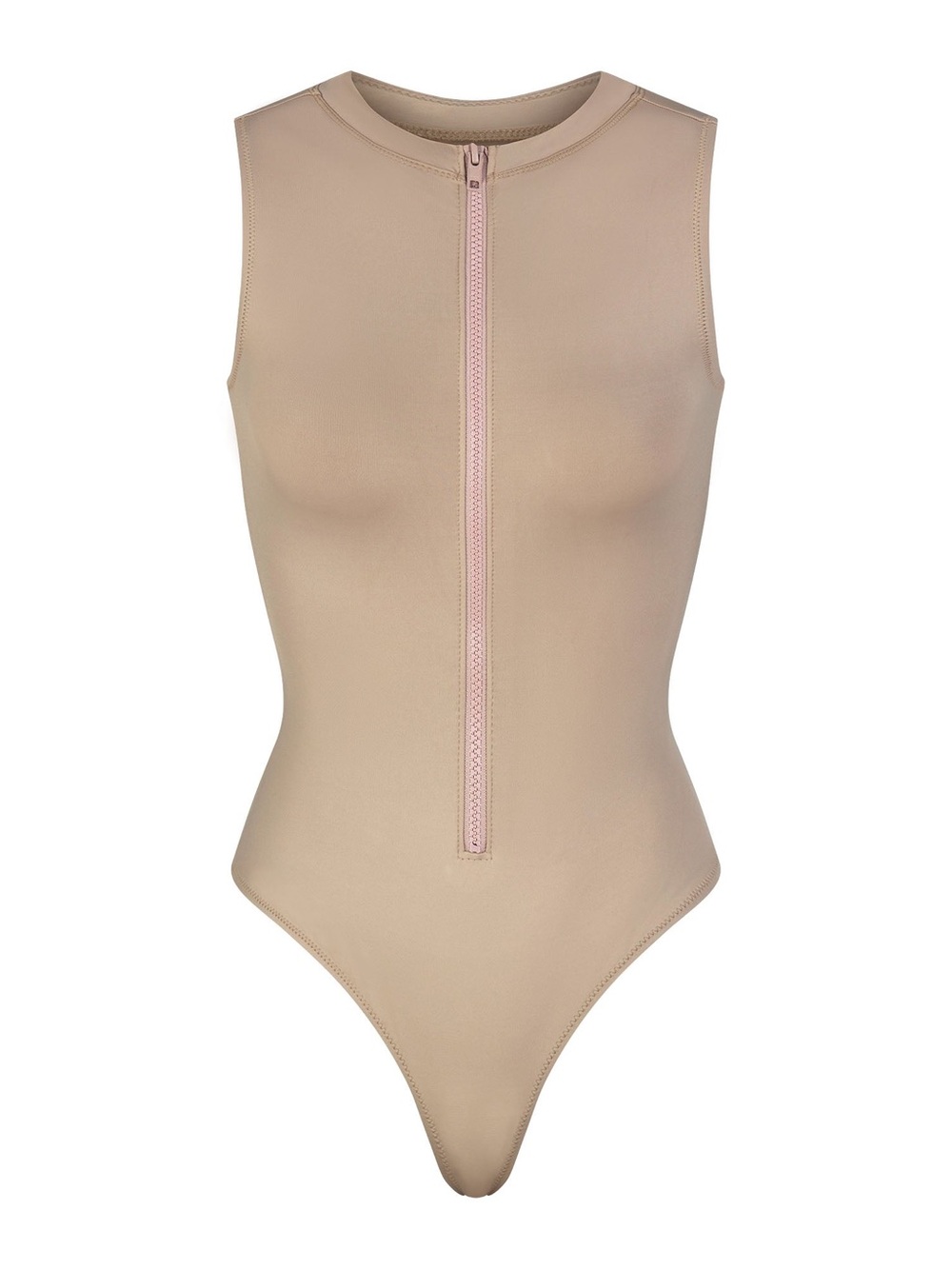 SKIMS Sleeveless Zip-Front Bodysuit (Desert)
